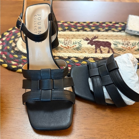New nib journee collection black heels sandals sz 7 - Picture 6 of 6